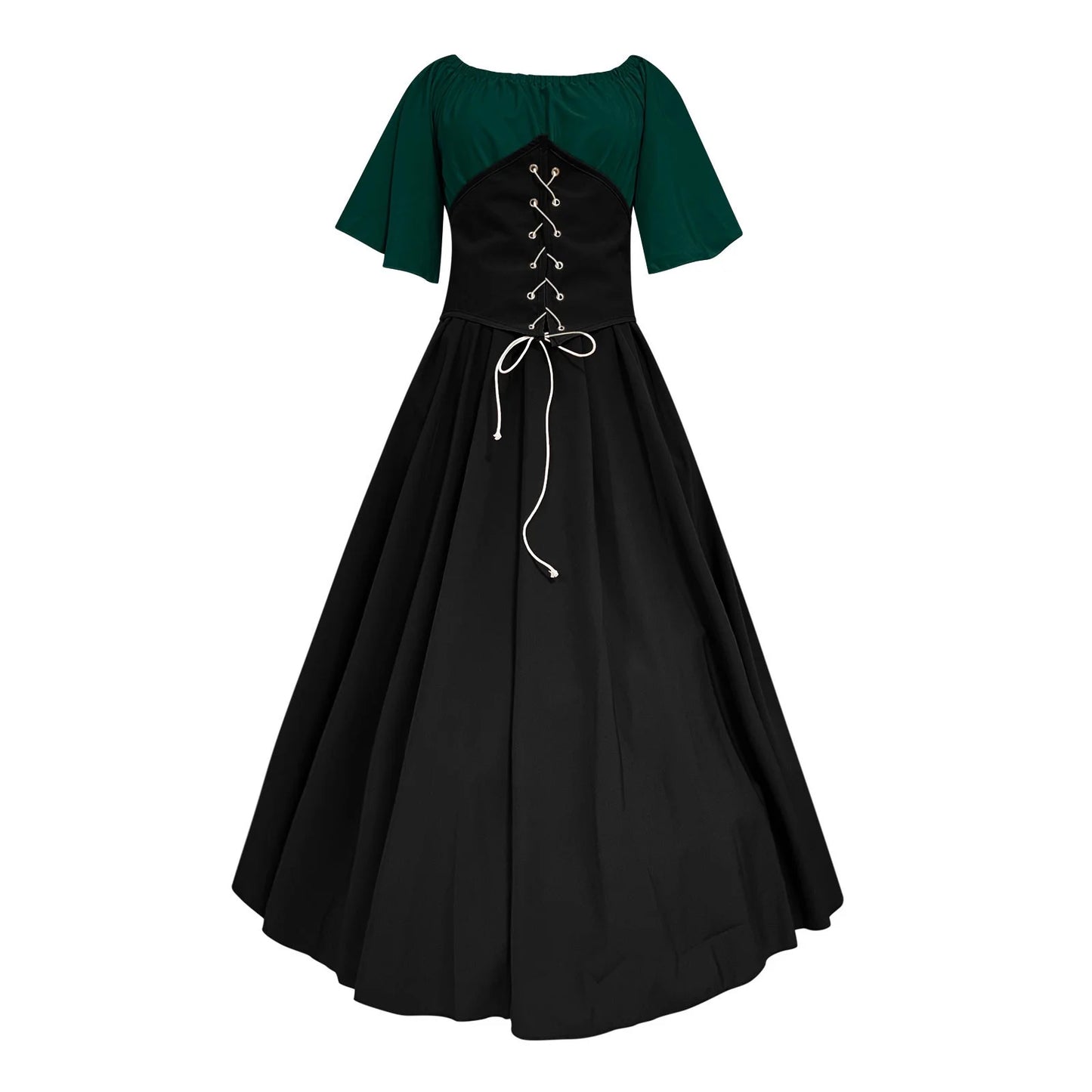Womens Renaissance Faire Dresses Medieval Irish Traditional plus Size Dresses Ruffle over Dress Corset Retro Cosplay Gown