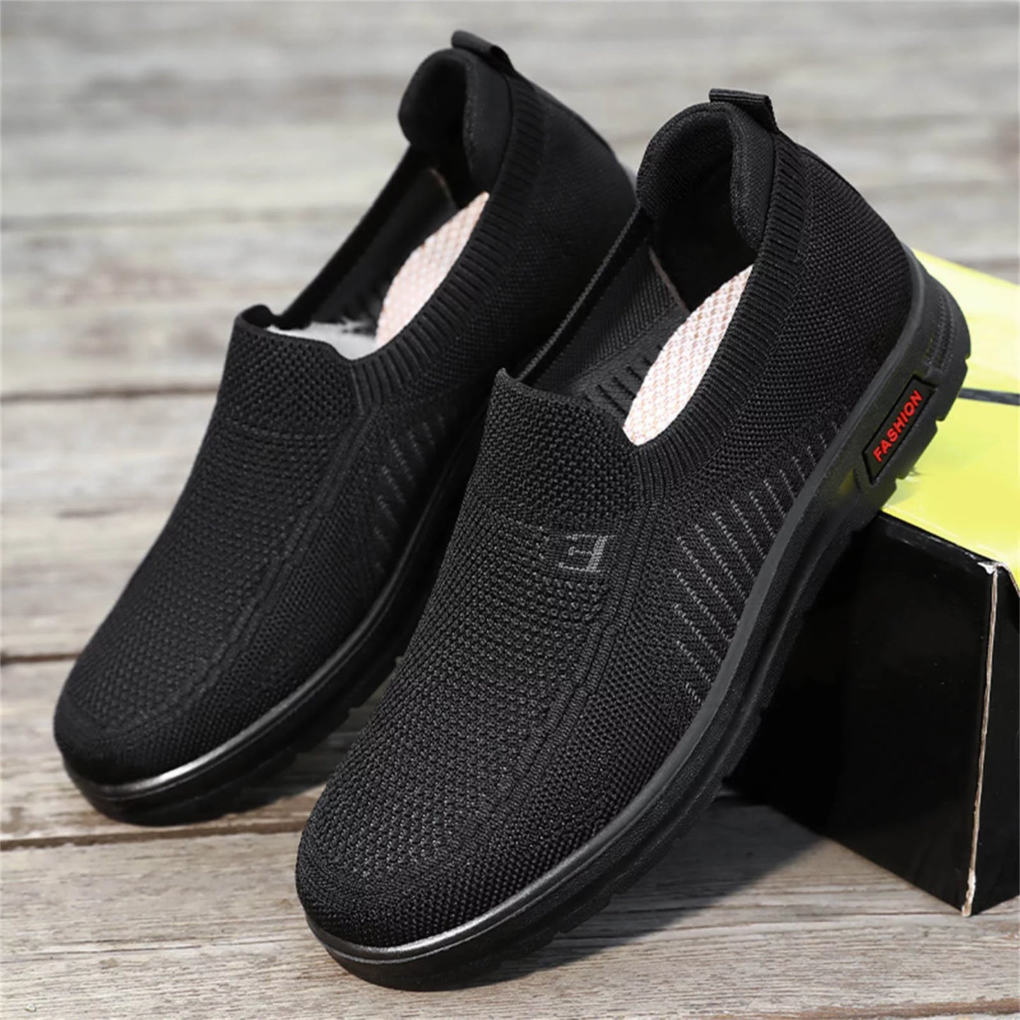 Sports Shoes for Man Mens Classic Nylon Sneaker Fashion Summer and Autumn Men Sneakers Fly Woven Mesh Flat Slip on Comfortable 40