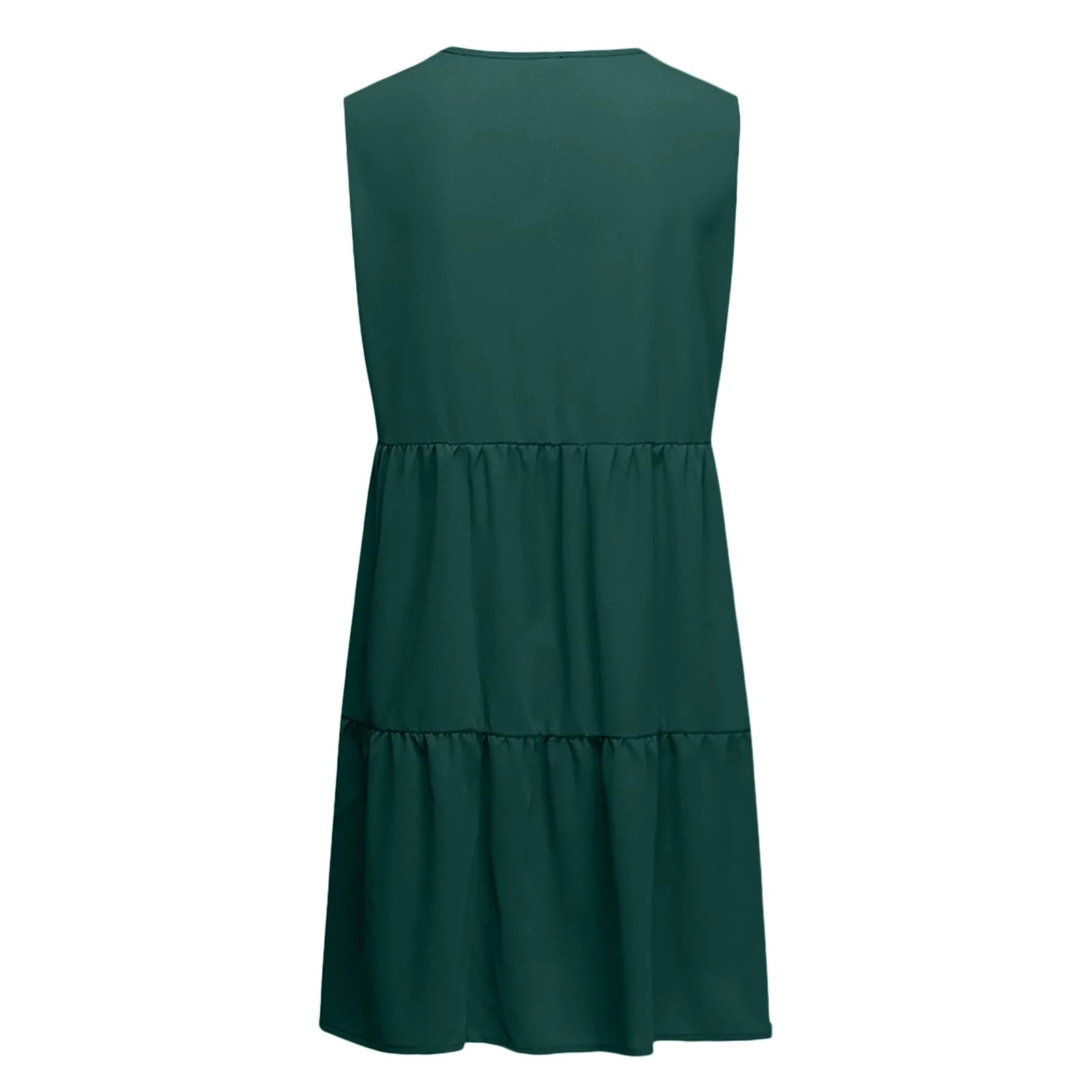 Womens Spaghetti Strap Dresses Sleeveless Dresses Pleated Waist Tiered Ruffle Hem Babydoll Dresses Summer Beach Dresses Solid Color round Neck Mini Dress Dark Blue XL