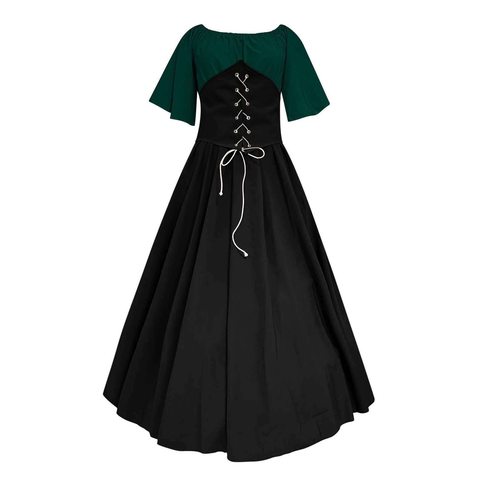 Womens Renaissance Faire Dresses Medieval Irish Traditional plus Size Dresses Ruffle over Dress Corset Retro Cosplay Gown