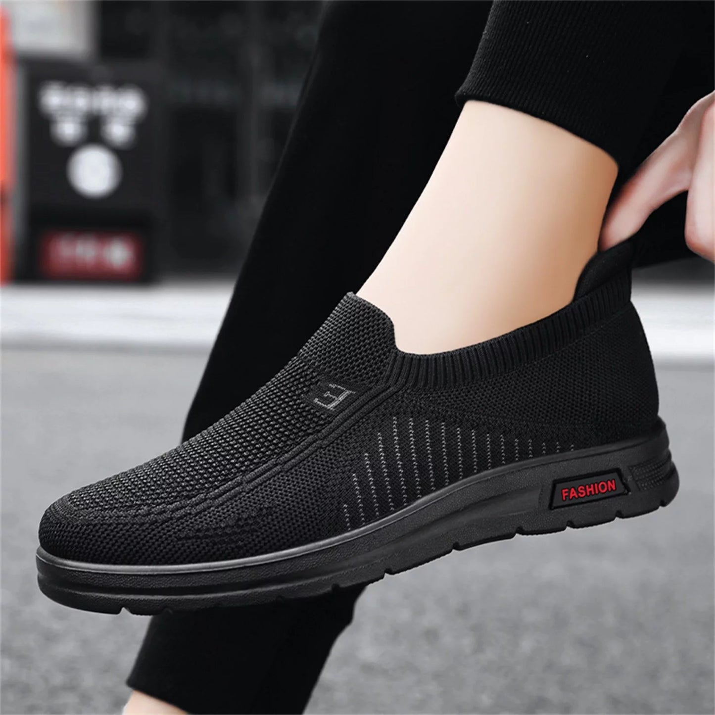 Sports Shoes for Man Mens Classic Nylon Sneaker Fashion Summer and Autumn Men Sneakers Fly Woven Mesh Flat Slip on Comfortable 40