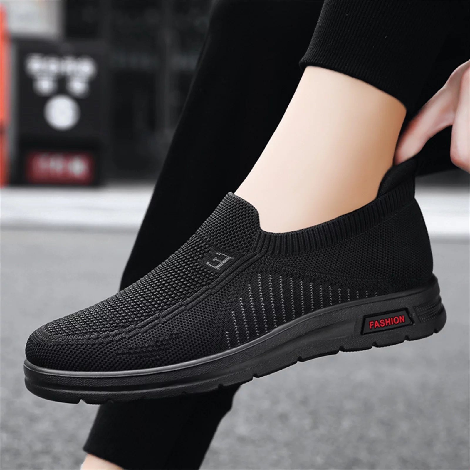 Sports Shoes for Man Mens Classic Nylon Sneaker Fashion Summer and Autumn Men Sneakers Fly Woven Mesh Flat Slip on Comfortable 40