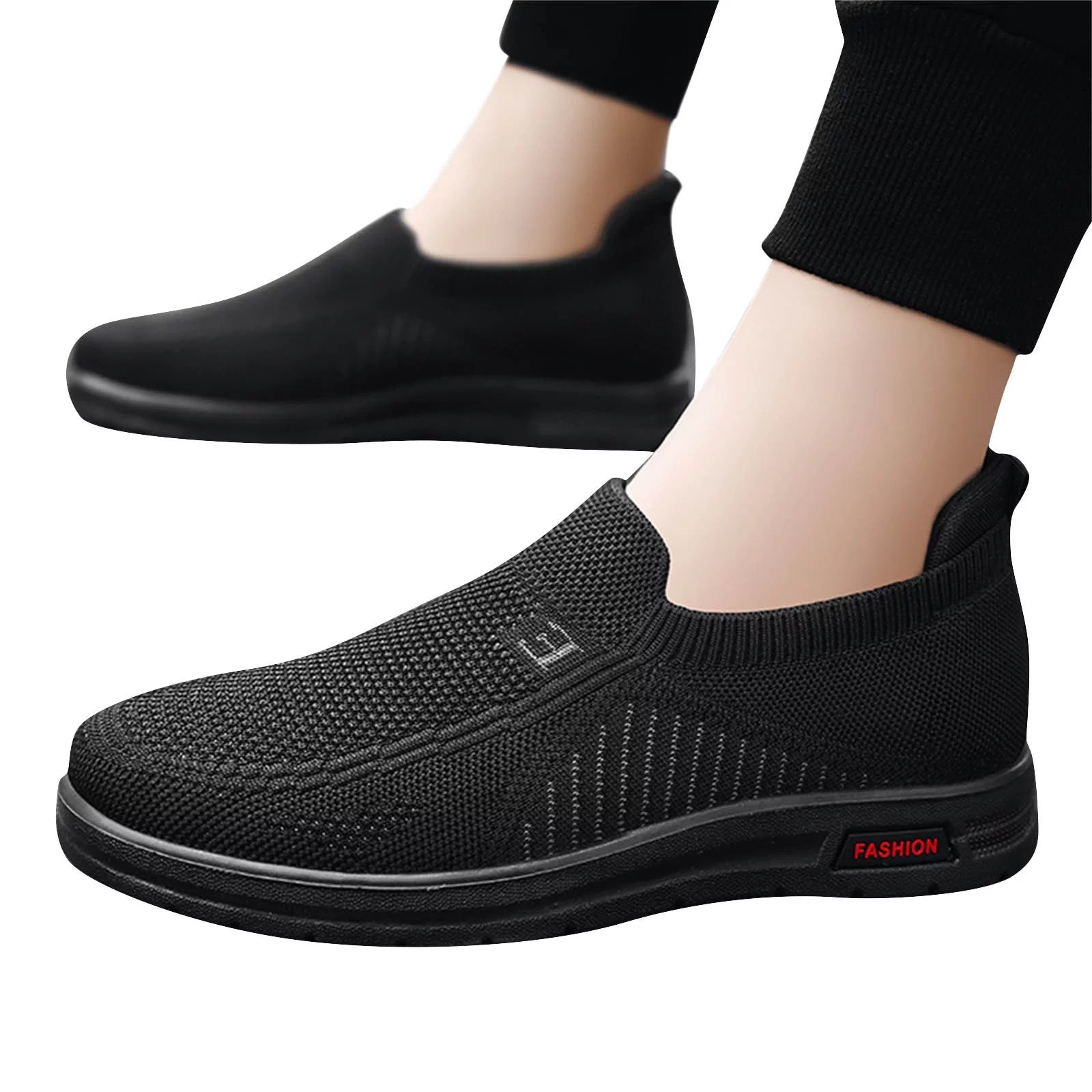 Sports Shoes for Man Mens Classic Nylon Sneaker Fashion Summer and Autumn Men Sneakers Fly Woven Mesh Flat Slip on Comfortable 40