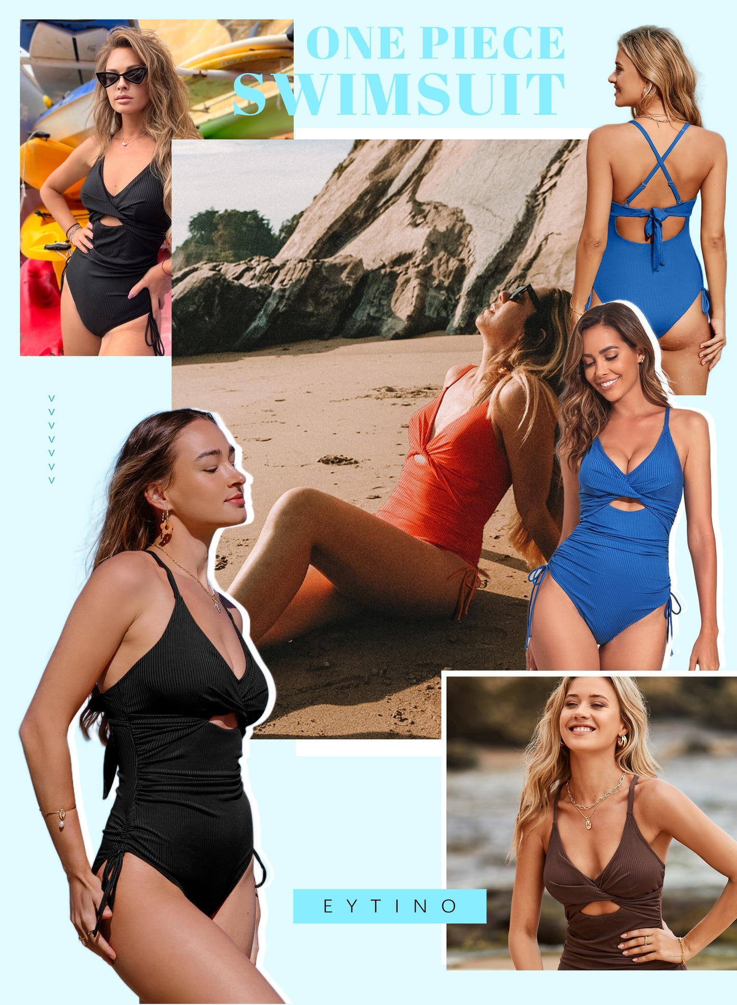 Womens Swimsuits Ribbed Tummy Control High Cut One Piece Bathing Suit Sexy V Neck Criss Cross Monikini Drawstring Bathing Suits